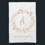 Hösten Blommigt Watercolor Boho Personlig Namn Kökshandduk<br><div class="desc">Kökshandduk med söt handmålad vattenfärgad blommigt andedräkt i underbar höst färger,  personlig med ditt namn och första namn.</div>