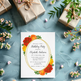 Hösten Blommigtar födelsedag Inbjudningar
