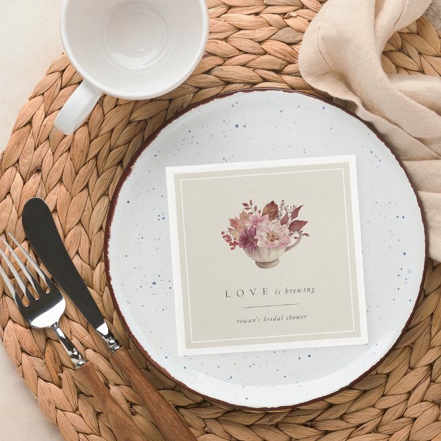 Hösten Blommigten Tekopp Kärlek brinner Möhippa Pappersservett (Skapare uppladdad)