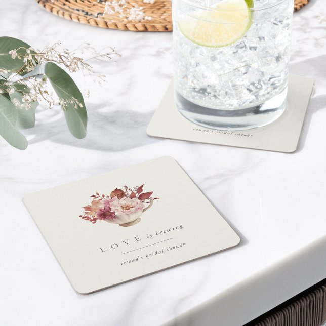 Hösten Blommigten Tekopp Kärlek brinner Möhippa Underlägg Papper Kvadrat (Skapare uppladdad)