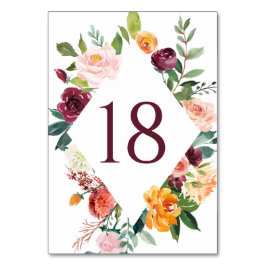 Hösten Blooms Diamond Blommigt Ram Fall Wedding Bordsnummer