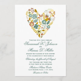 Hösten Boho Blommigt Heart Fall Bröllopsbjudanden Inbjudningar