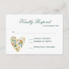 Hösten Boho Blommigt Heart Fall Wedding OSA kort