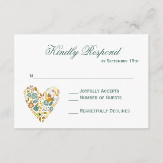 Hösten Boho Blommigt Heart Fall Wedding OSA kort