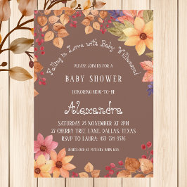 Hösten Boho-Blommigten sjunker i Kärlek Baby Showe Inbjudningar