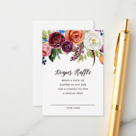 Hösten Boho Blooms Baby Shower Diaper Raffle Card Tilläggskort