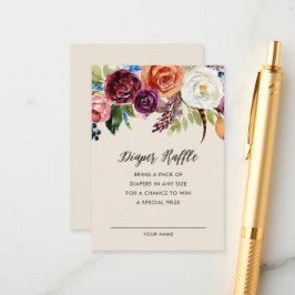 Hösten Boho Blooms Baby Shower Diaper Raffle Card Tilläggskort