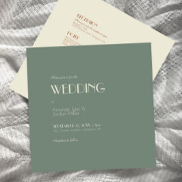 Hösten Boho Deco Sage Grönt Square All One Bröllop Inbjudningar