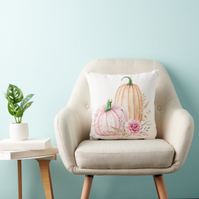 Hösten Boho Watercolor Pumpkin Kudde (Stol)