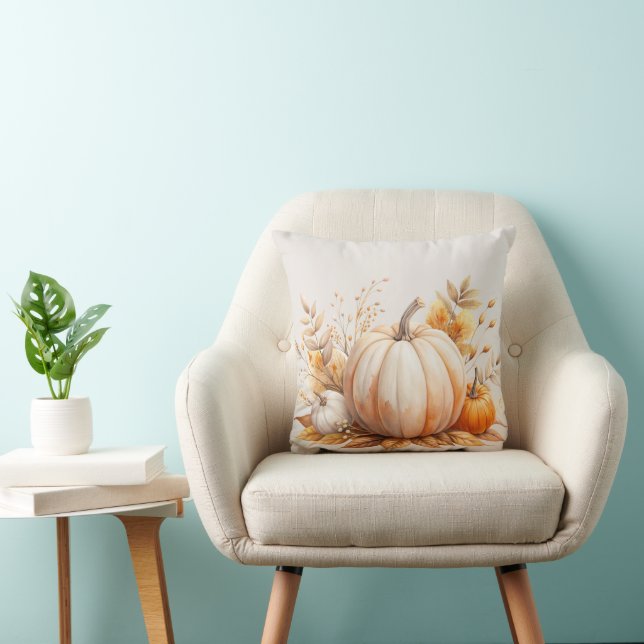 Hösten Boho Watercolor Pumpkin Kudde (Stol)