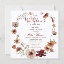 Hösten Boho Wildblommor är på väg att bli babyskor Inbjudningar