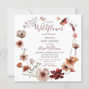 Hösten Boho Wildblommor är på väg att bli babyskor Inbjudningar