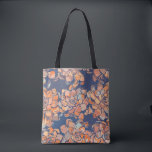 Hösten Botanicals i Jordens Neutralter och flottan Tygkasse<br><div class="desc">Fjäderfädesign Mönster i blått tofflor</div>