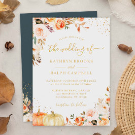 Hösten Botaniska Blommigten Guld Glitter Fall Wedd Inbjudningar