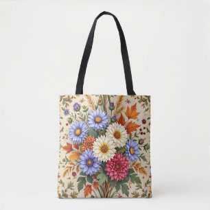 Hösten Bouquet av Asters och Dahlias Tygkasse