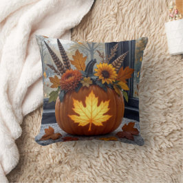 Hösten Bouquet i en Orange Pumpkin Kudde