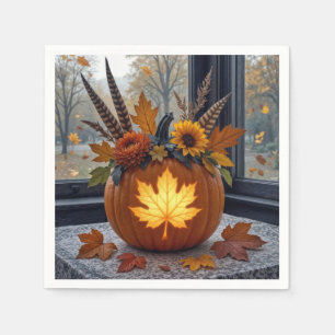 Hösten Bouquet i en Orange Pumpkin Pappersservett