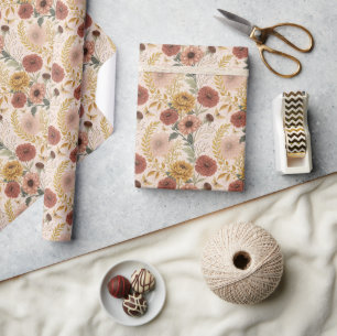 Hösten Bouquet Mönster Wrapping Papper Roll Presentpapper