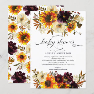 Hösten Bouquet SunblommBaby Shower Inbjudningar