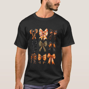 Hösten Bows Coquette Girly Fall Orange Play Black T Shirt
