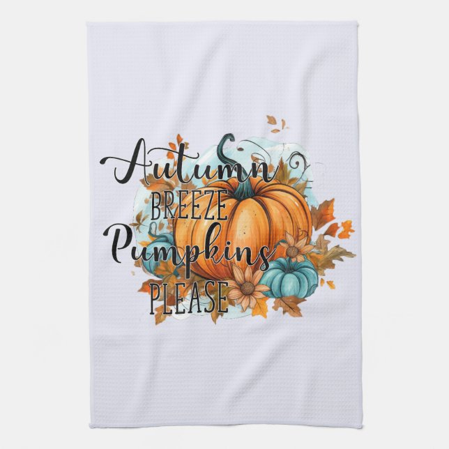 Hösten Breeze, Pumpkins, snälla - Mysiga Fall Vibe Kökshandduk (Vertikal)
