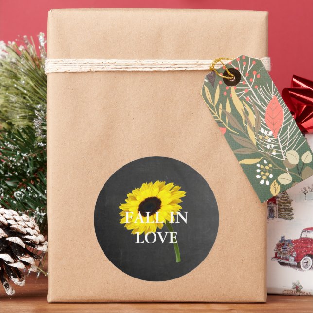 Hösten Bride Solros Firande Rustic Party Runt Klistermärke (Semester)