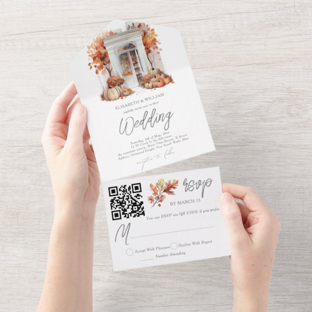 Hösten Bröllop Front Door Osa QR-kod (Avrivbar del)