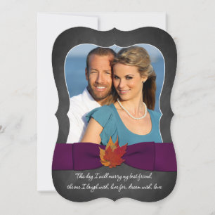 Hösten Bröllop   Kalkbräda, Höst löv, Lila 2 Inbjudningar