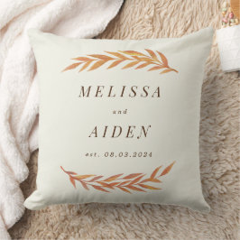 Hösten Bröllop Pillow med Namn och datum Kudde
