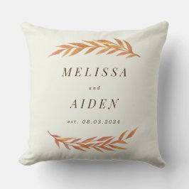Hösten Bröllop Pillow med Namn och datum Kudde