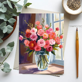 Hösten Bukett med rosor Blommigt Fall Vykort