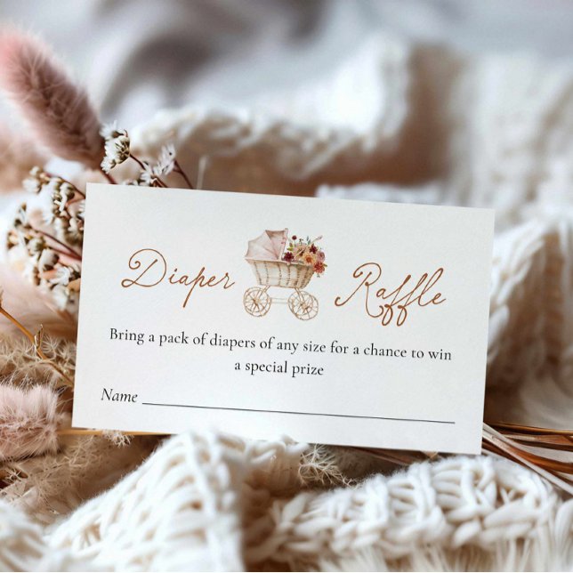 Hösten Burgundy Blommigt Diaper Raffle Biljett Tilläggskort (Rustic Fall Burgundy Floral Diaper Raffle Ticket)