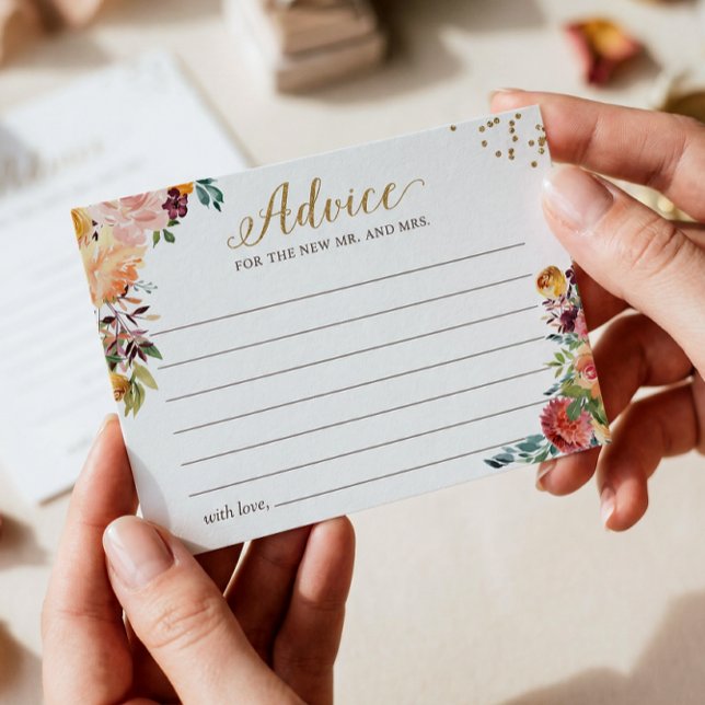 Hösten Burgundy Blommigt Guld Ord Advice Card Vykort (Skapare uppladdad)