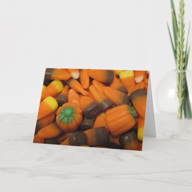 Hösten Candy corn "Happy halloween!" Kort (Framsida)