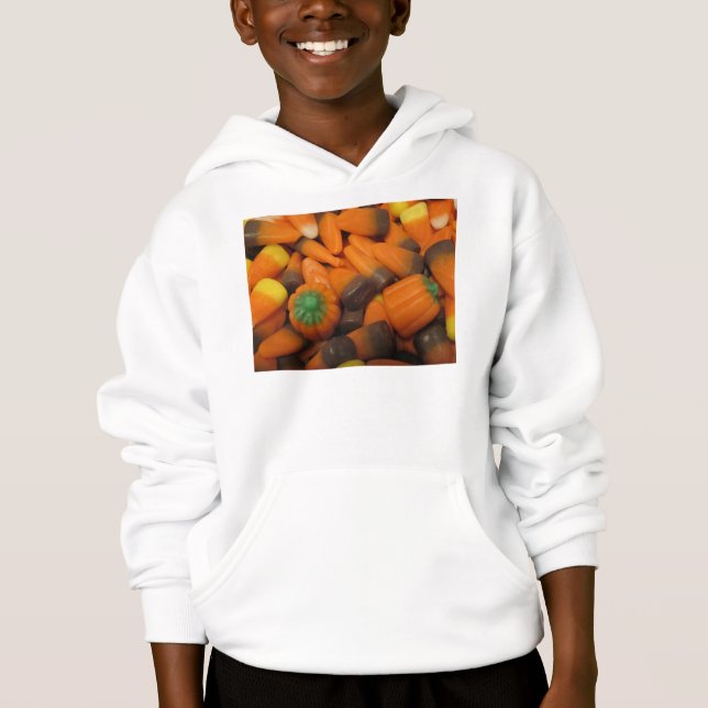 Hösten Candy corn Kids Hooded Sweatshirt T-shirt (Framsida)