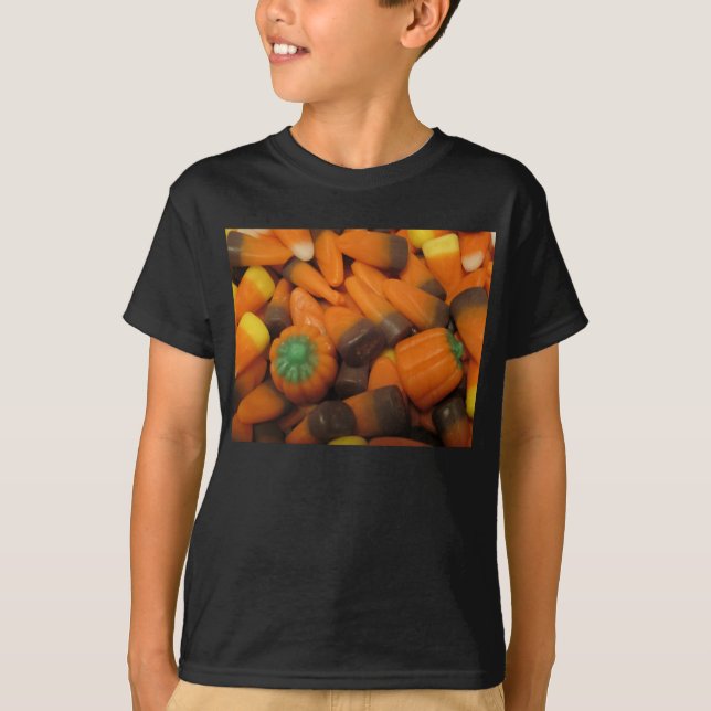 Hösten Candy corn Kids Mörk T-Shirt (Framsida)