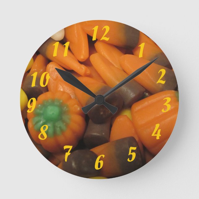 Hösten Candy corn-klocka Rund Klocka (Framsida)