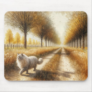 Hösten Cat Walking Down Dirt Road Musmatta