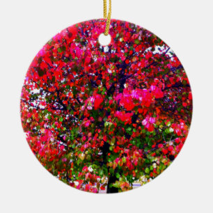 Hösten Changing Lövs, rosa impressionistisk träd Julgransprydnad Keramik