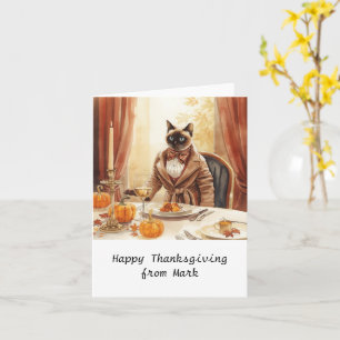 Hösten chic Siamese Cat värdinna katt på middag Kort