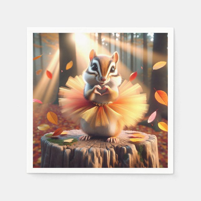 Hösten Chipmunk Wearing a Tutu Pappersservett (Framsidan)