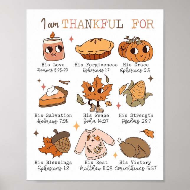 Hösten Christian Thanksgiving Bible Verse jag är T Poster (Framsidan)