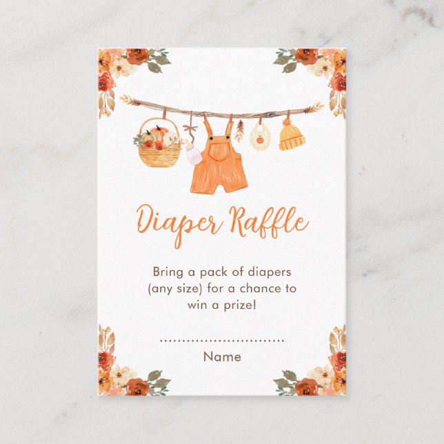 Hösten Clothes Line Boy Shower Diaper Raffle Tilläggskort (Framsida)