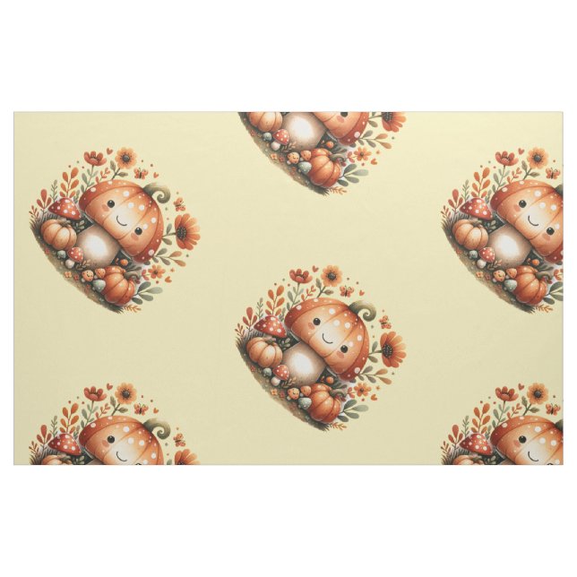 Hösten Cutie Shroom - Adsible Fall Mushroom Tyg (Fat Quarter)