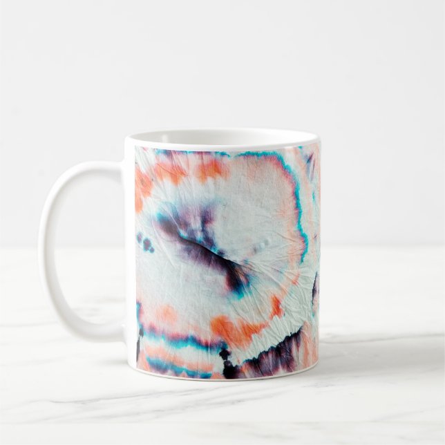 Hösten Dirty Art Graffiti. Tie Dye Shibori. Bordo  Kaffemugg (Vänster)