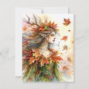 Hösten Dryad Fairycore Fall Aesthetic Postcard Vykort
