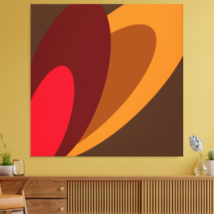 Hösten. Dynamic Brown Orange Red Abstrakt Art Canvastryck