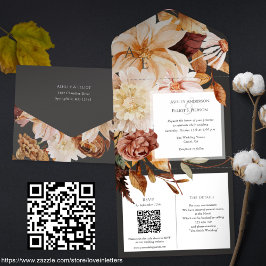 Hösten Elegance, fall bröllop inbjudan med QR-osa