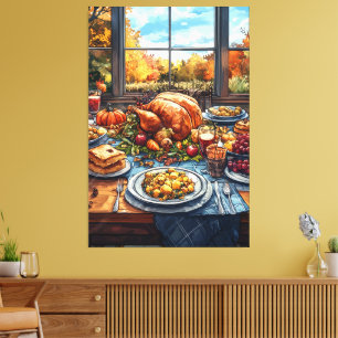 Hösten: En Thanksgiving Firande Canvastryck