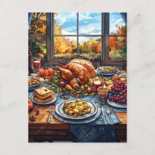 Hösten: En Thanksgiving Firande Vykort